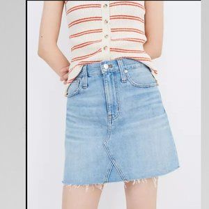 Madewell Rigid Denim‎ A Line Raw Hem Mini Skirt 28